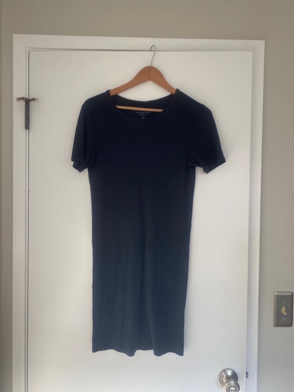 Everlane Pima Micro-Rib Tee Dress - Size M - Black